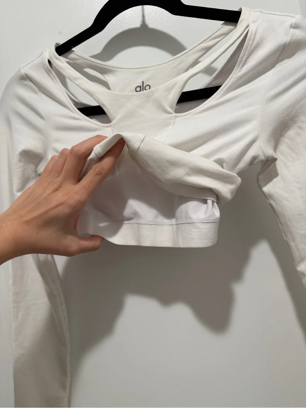 ALO Yoga White Long-Sleeve Cutout Crop Top